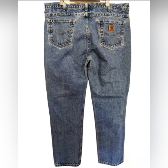 🐿️ Carhartt men's bleu Jeans 100% cotton traditional fit Size 42x32 - Picture 2 of 13